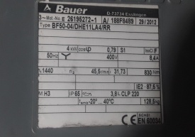 Reductor Bauer 4 kw, 45.5 rpm 