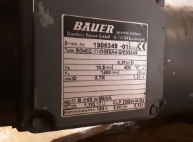 Reductor Bauer met rem 0.37 kw, 10.5 rpm !