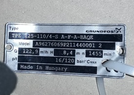 Grundfos pomp TPE 125-110/4-S A-F-A-BAQE 