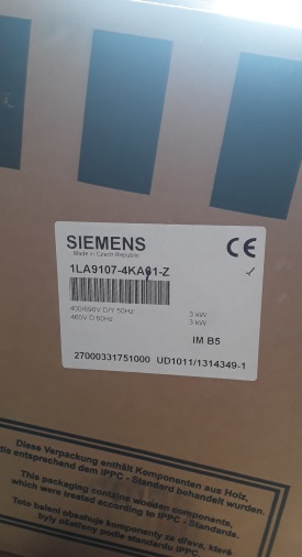 Elektromotor Siemens 3 kw, 1.750 rpm 