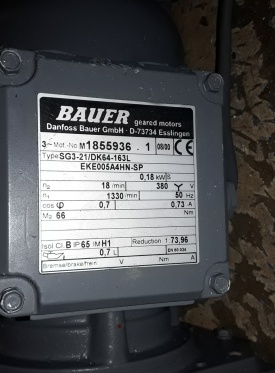 Reductor Bauer 0.18 kw, 18 rpm 