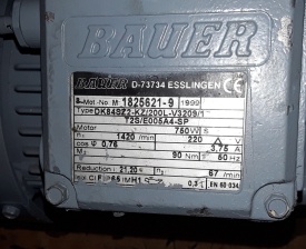 Reductor Bauer 0.75 kw, 67 rpm 