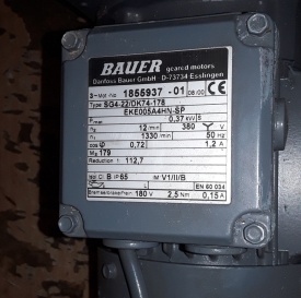 Reductor Bauer 0.37 kw, 12 rpm 