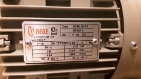 2 x Elektromotor Bege 0.75 kw, 2.800 rpm 230 volt